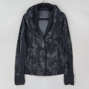 Lululemon Jacket Womens 10 Black Gray To Class Shawl Collar Stretch French Terry